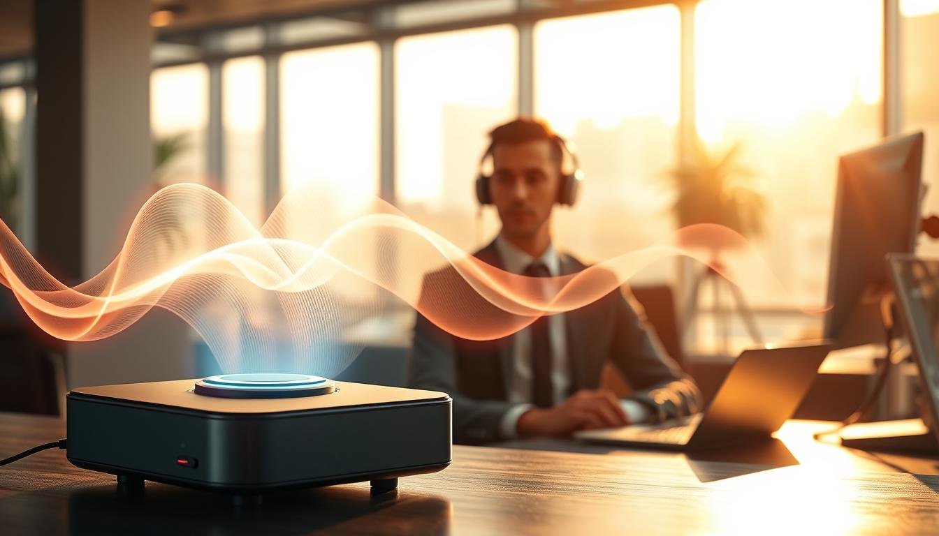 A harmonious blend of sound and technology portraying the concept of "Billionaire Brain Wave". In the foreground, a sleek audio device emitting soft, glowing waves representing brainwave frequencies. In the middle ground, a focused professional in business attire, seated in a modern workspace, wearing headphones and immersed in their task, surrounded by abstract visuals of sound waves and neural patterns. The background features a stylish, high-tech office environment with large windows allowing warm, golden sunlight to flood the space, creating a motivational and serene atmosphere. Soft shadows enhance the depth, while a slight bokeh effect adds a dreamlike quality, embodying innovation and focus. The overall mood is focused, inspiring, and energetic, reflecting the powerful effects of frequency-based brain programs. A harmonious blend of sound and technology portraying the concept of "Billionaire Brain Wave". In the foreground, a sleek audio device emitting soft, glowing waves representing brainwave frequencies. In the middle ground, a focused professional in business attire, seated in a modern workspace, wearing headphones and immersed in their task, surrounded by abstract visuals of sound waves and neural patterns. The background features a stylish, high-tech office environment with large windows allowing warm, golden sunlight to flood the space, creating a motivational and serene atmosphere. Soft shadows enhance the depth, while a slight bokeh effect adds a dreamlike quality, embodying innovation and focus. The overall mood is focused, inspiring, and energetic, reflecting the powerful effects of frequency-based brain programs.