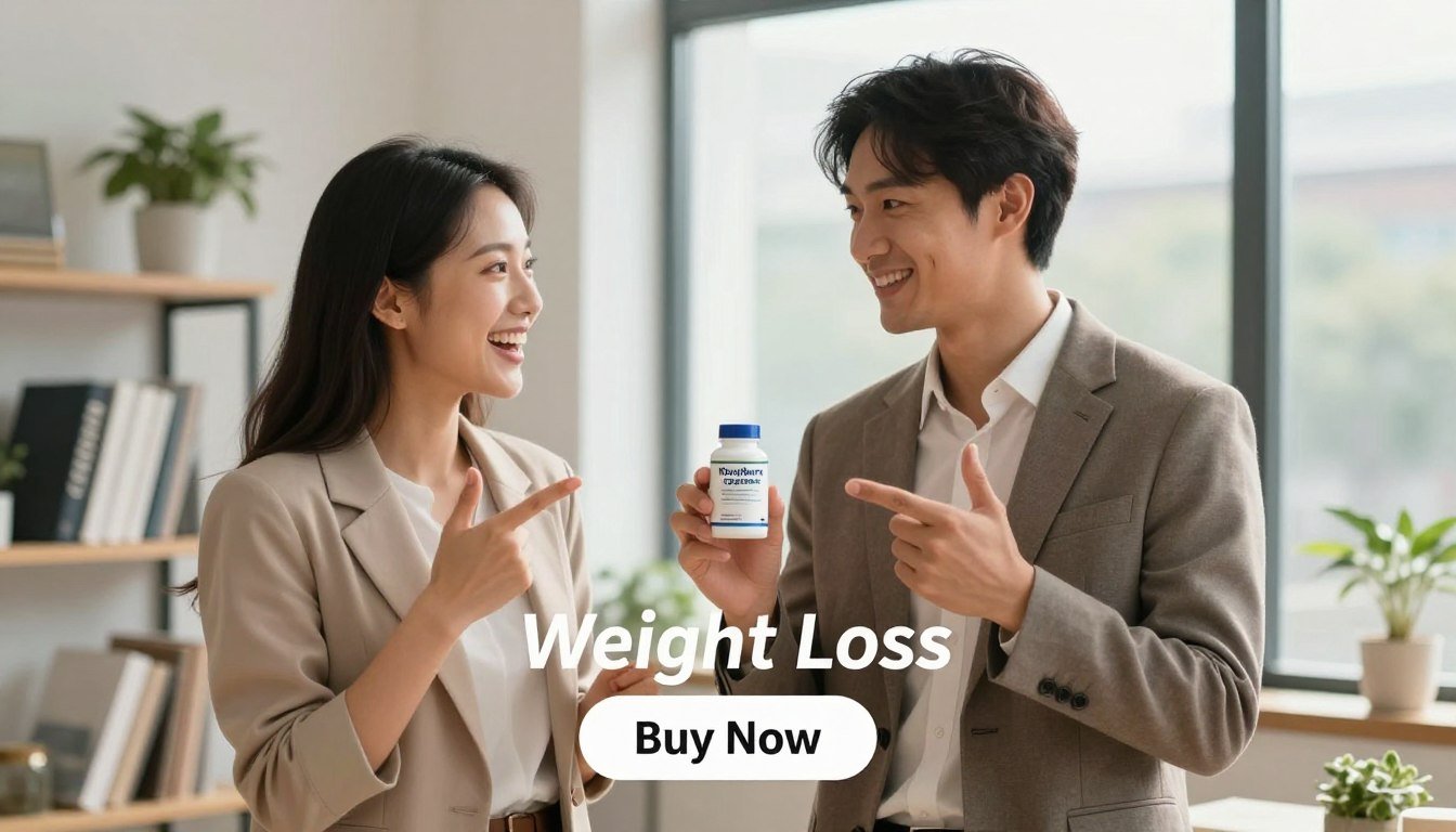 A professional product image depicting a man and woman in modest business attire, demonstrating the benefits of "Novuburn Capsules". The man, with a confident smile, holds the product in one hand, while the woman, radiating energy, gestures towards it enthusiastically. They are positioned in a well-lit, modern office environment, accentuated by soft natural light filtering through a large window, creating a warm and inviting atmosphere. In the background, a stylish shelf displays wellness books and green plants, reinforcing the health theme. At the bottom of the image, a prominent "Buy Now" button is subtly integrated, along with the brand name "Weight Loss" artistically featured. The overall composition conveys a sense of balance, vitality, and professional appeal. A professional product image depicting a man and woman in modest business attire, demonstrating the benefits of "Novuburn Capsules". The man, with a confident smile, holds the product in one hand, while the woman, radiating energy, gestures towards it enthusiastically. They are positioned in a well-lit, modern office environment, accentuated by soft natural light filtering through a large window, creating a warm and inviting atmosphere. In the background, a stylish shelf displays wellness books and green plants, reinforcing the health theme. At the bottom of the image, a prominent "Buy Now" button is subtly integrated, along with the brand name "Weight Loss" artistically featured. The overall composition conveys a sense of balance, vitality, and professional appeal.